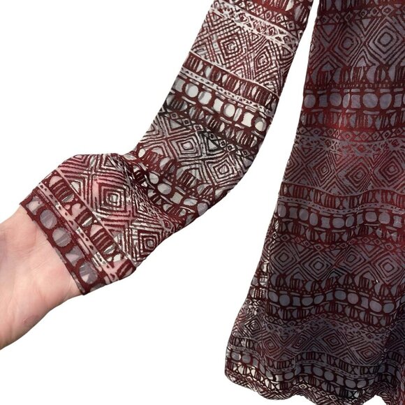 Yest Burn Out Velvet Mini Dress Long Sleeve Lined Sheer See Through Witchy 6 - Picture 10 of 11